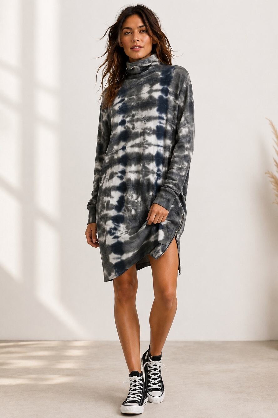 Young Fabulous and Broke NWT Size Medium Tie Dye Tunic Dress w/ Side Zipper